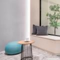 Megastrike Office by Rooot Studio | Products Seen: [Kylie Coffee Table – Small & Chimo Pouf / Ottoman – Small]]